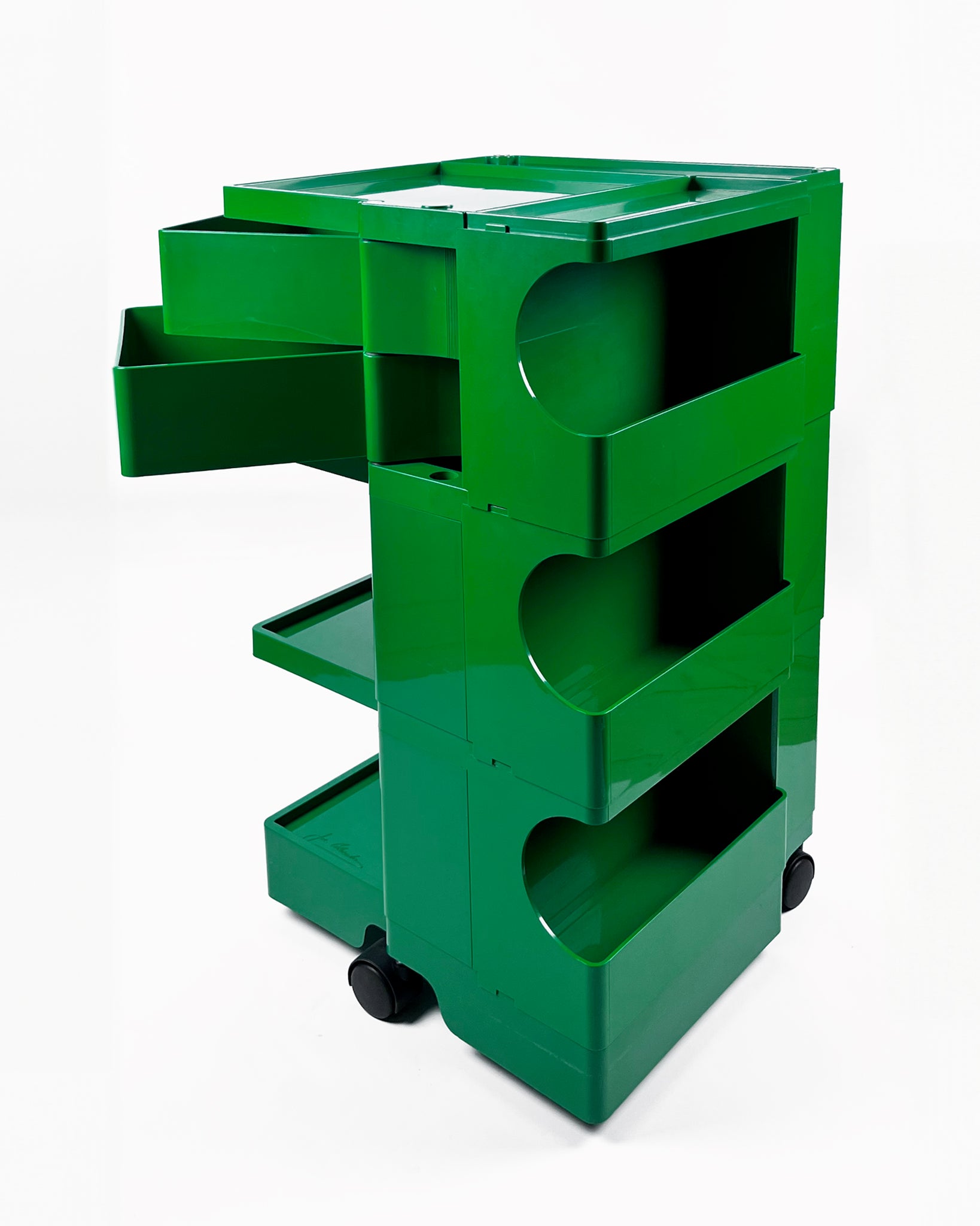 Vintage Rollcontainer / Trolley / Boby Joe Colombo Bieffeplast B-Line, grün, ETAGE NEUN – VINTAGE INTERIOR SHOP