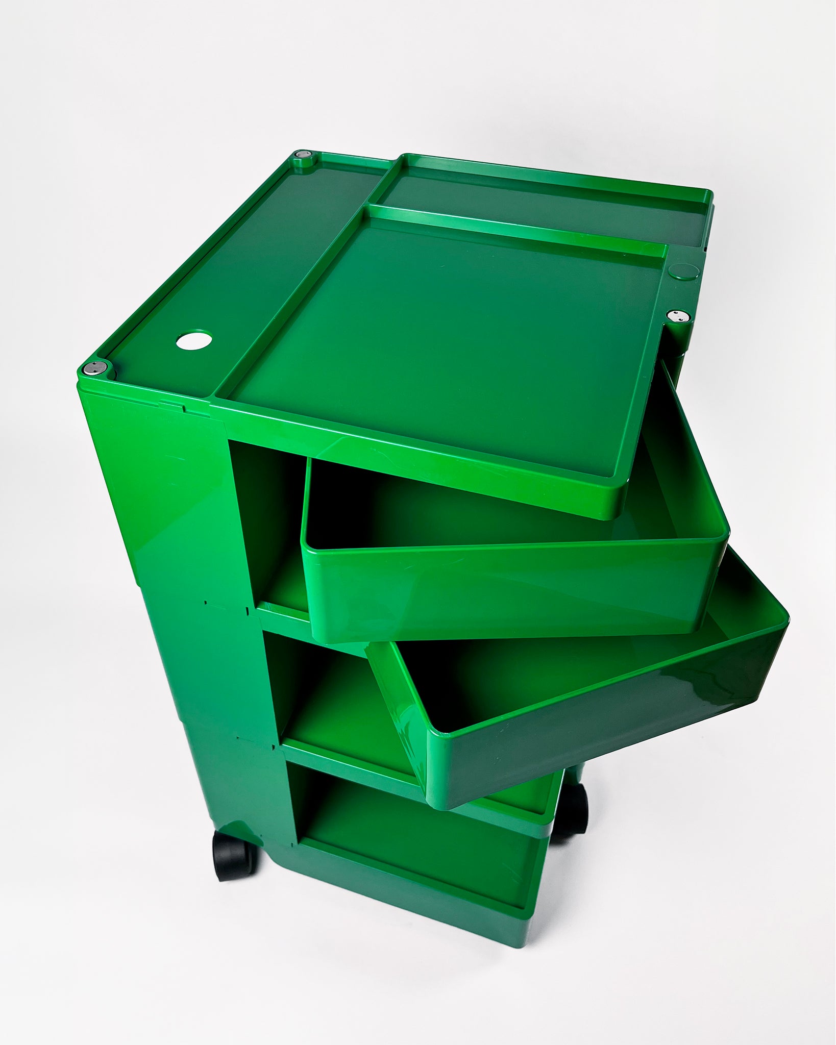 Vintage Rollcontainer / Trolley / Boby Joe Colombo Bieffeplast B-Line, grün, ETAGE NEUN – VINTAGE INTERIOR SHOP