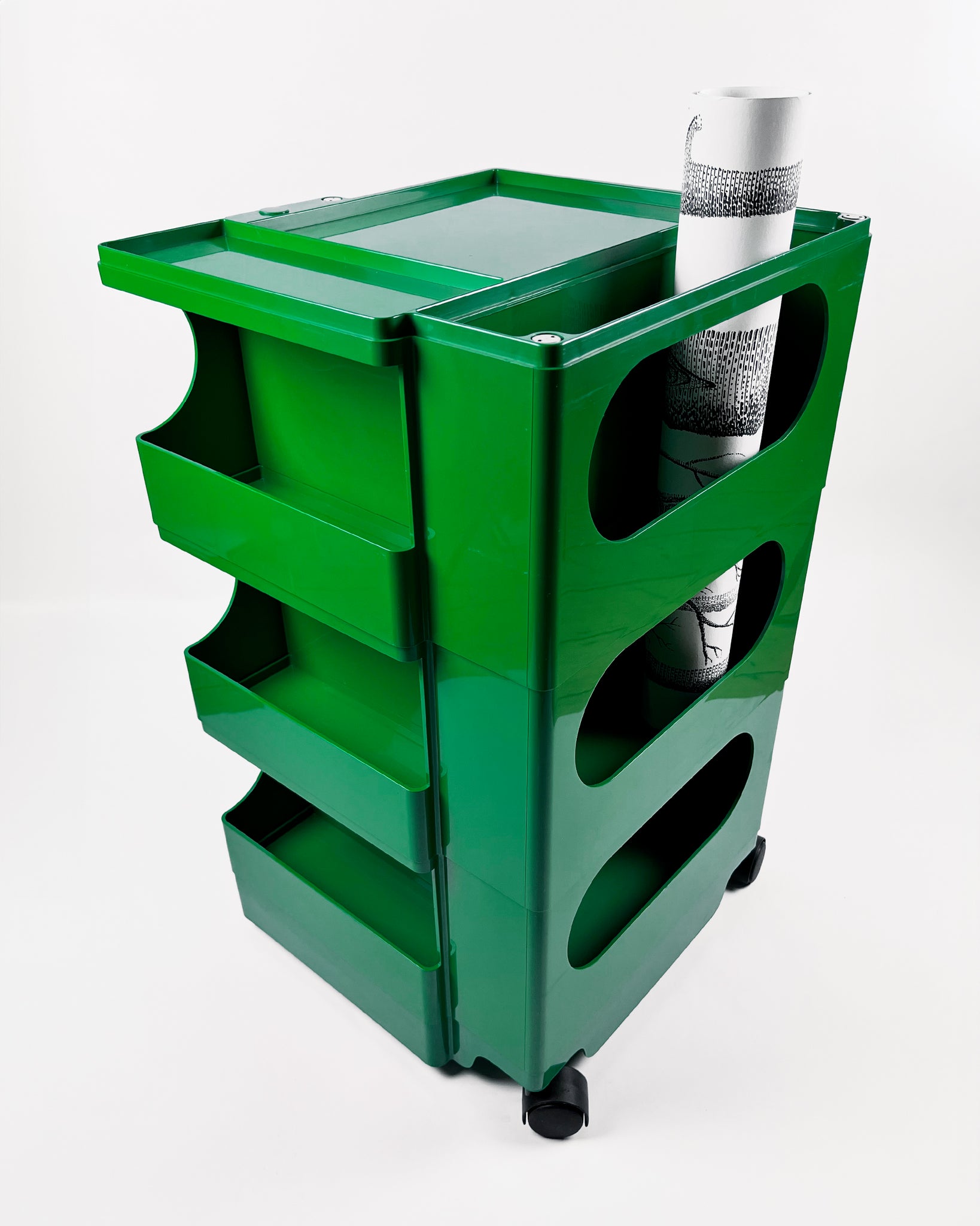 Vintage Rollcontainer / Trolley / Boby Joe Colombo Bieffeplast B-Line, grün, ETAGE NEUN – VINTAGE INTERIOR SHOP