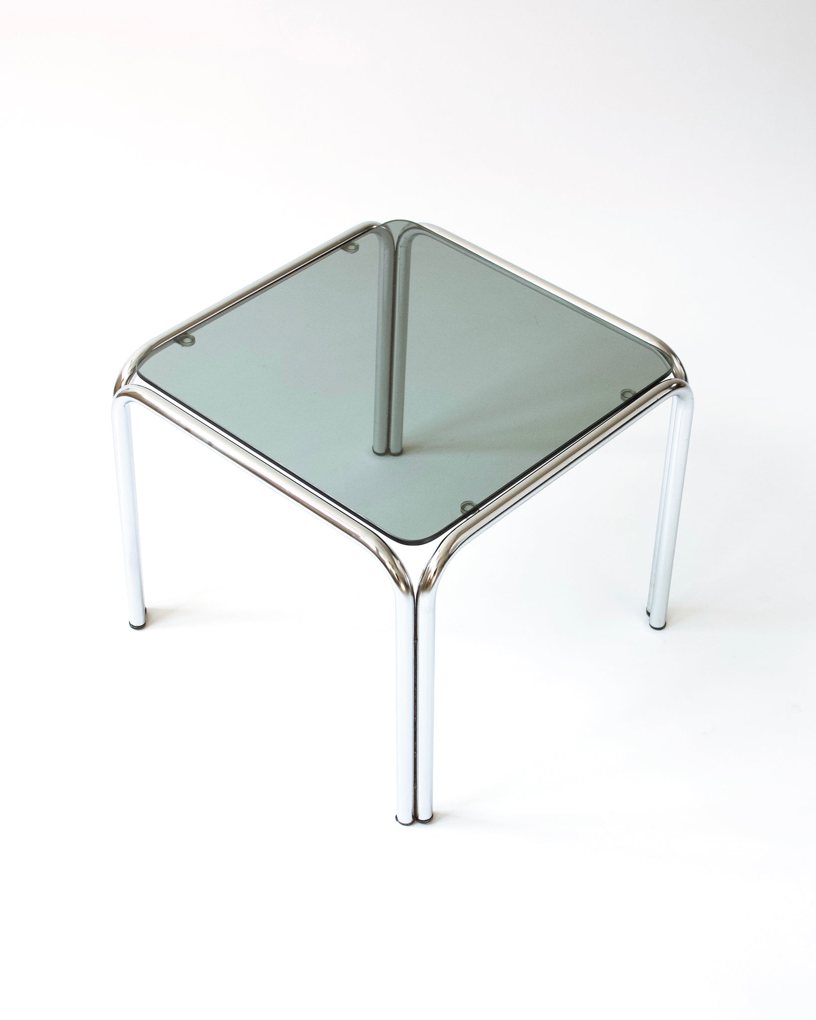 Beistelltisch Couchtisch Rauchglas Chrom Vintage 