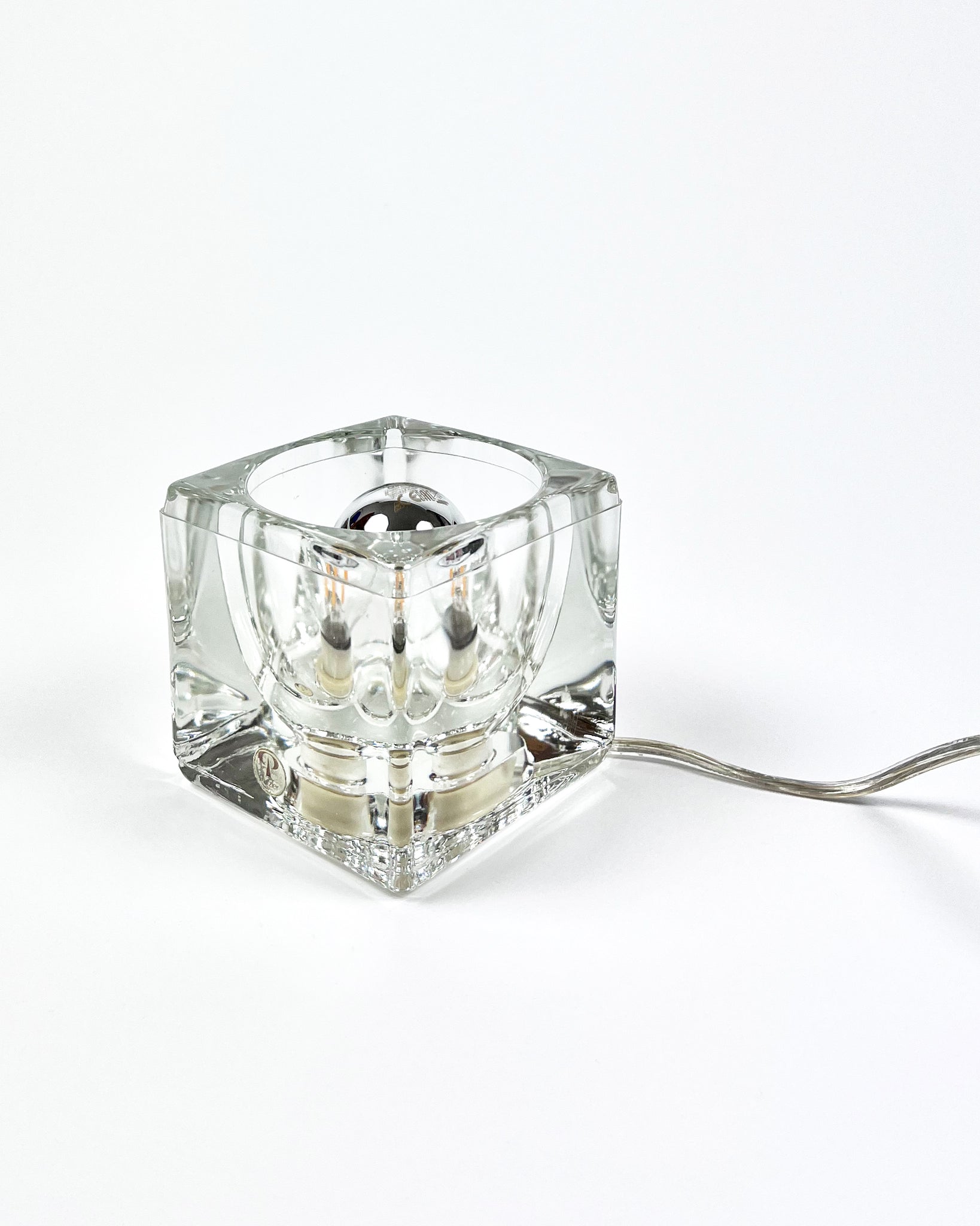 Vintage Tischleuchte Ice Cube Peill & Putzler, 70er Jahre, Glaswürfel